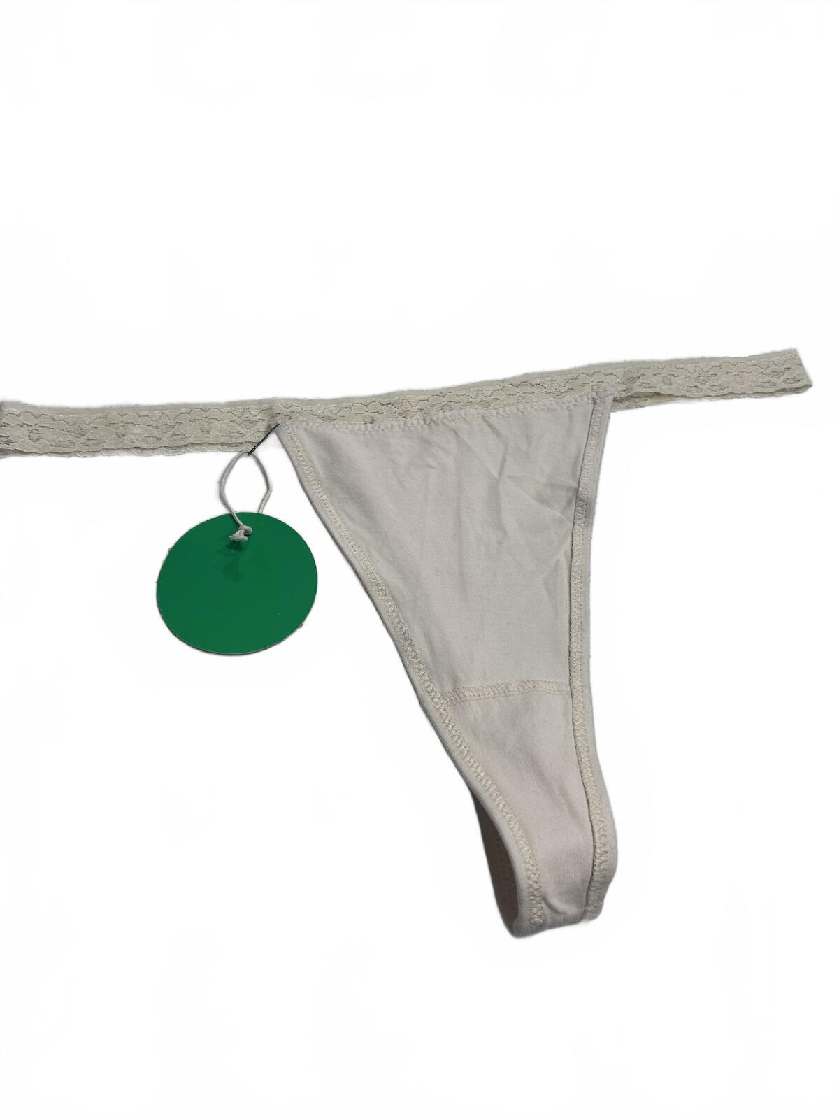 Pact Sustainable Women's Lace Trim Cotton Thong Underwear - Size XL