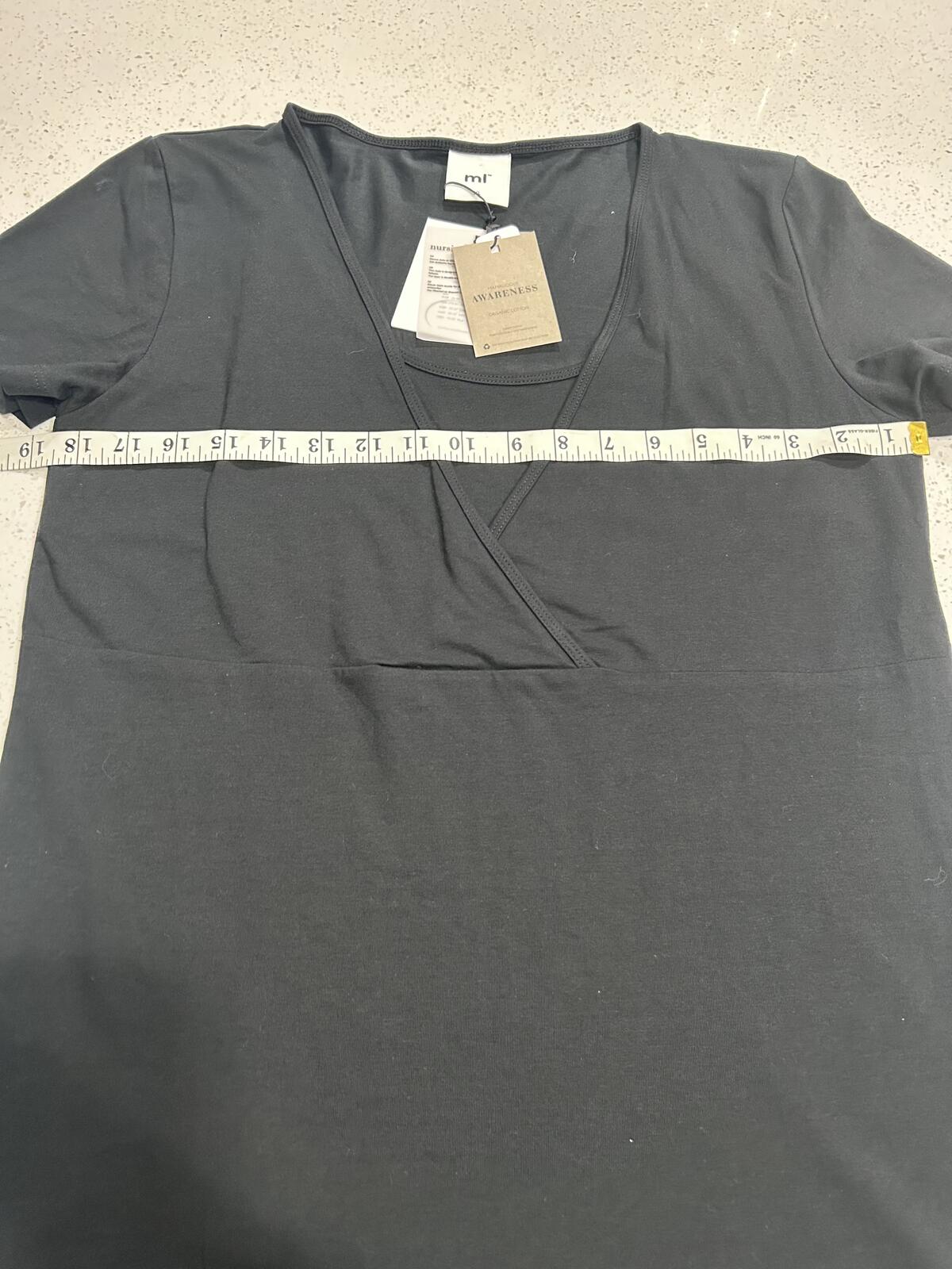 New! Mamalicious Organic Cotton Wrap Maternity Top XL Charcoal Gray Soft