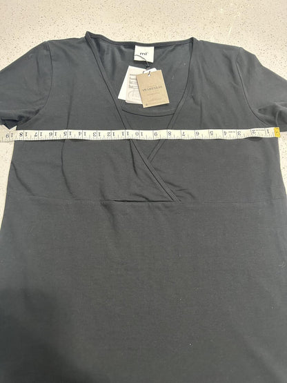 New! Mamalicious Organic Cotton Wrap Maternity Top XL Charcoal Gray Soft