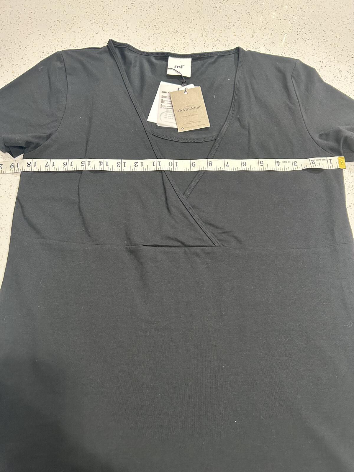 New! Mamalicious Organic Cotton Wrap Maternity Top XL Charcoal Gray Soft