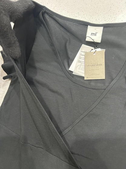 New! Mamalicious Organic Cotton Wrap Maternity Top XL Charcoal Gray Soft