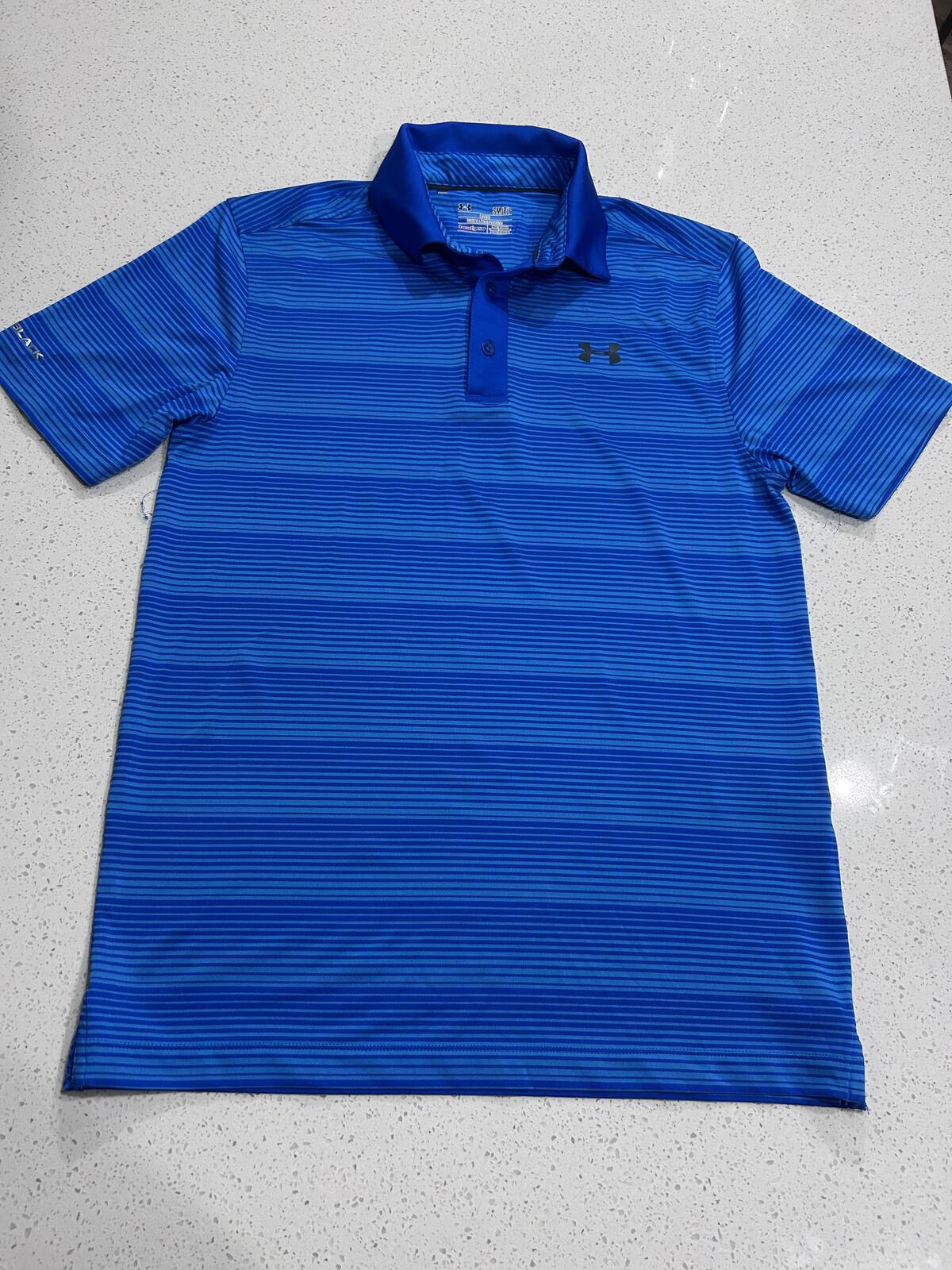 Under Armour Men's Blue Striped Polo Shirt Size Small
