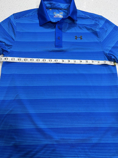 Under Armour Men's Blue Striped Polo Shirt Size Small