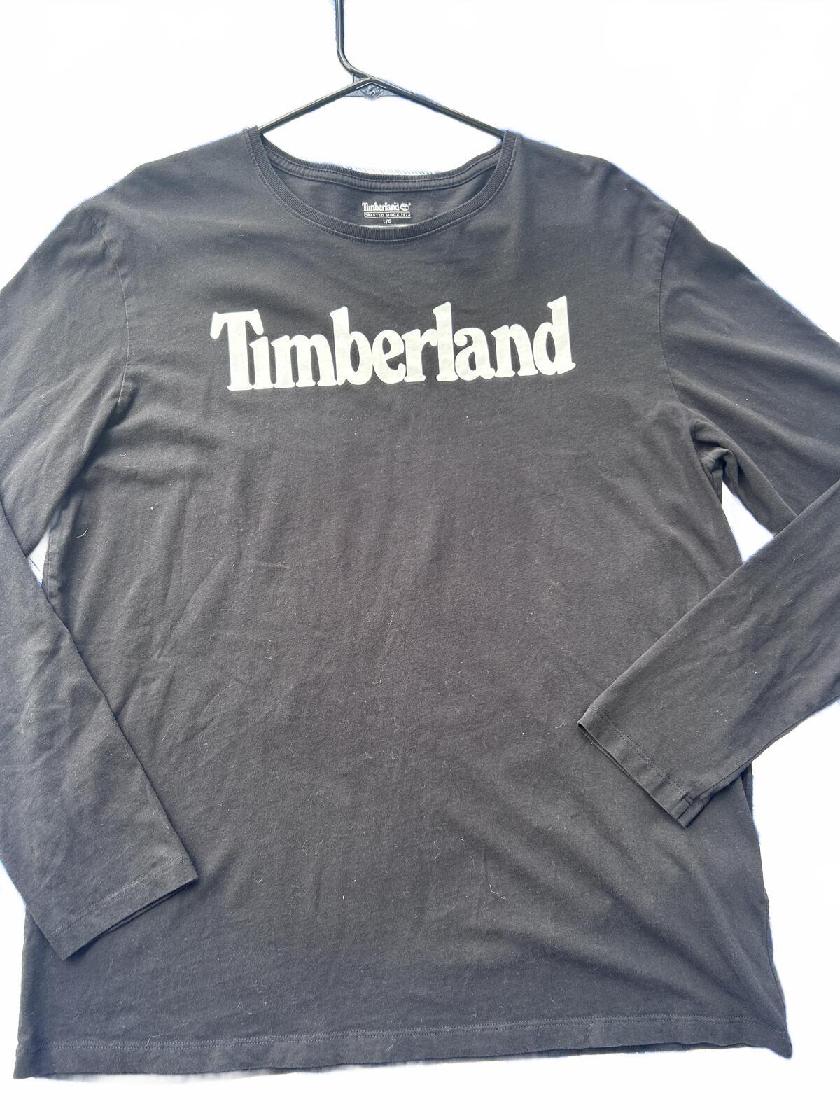 Men's Timberland Black Long Sleeve Logo T-Shirt 100% Organic Cotton Large