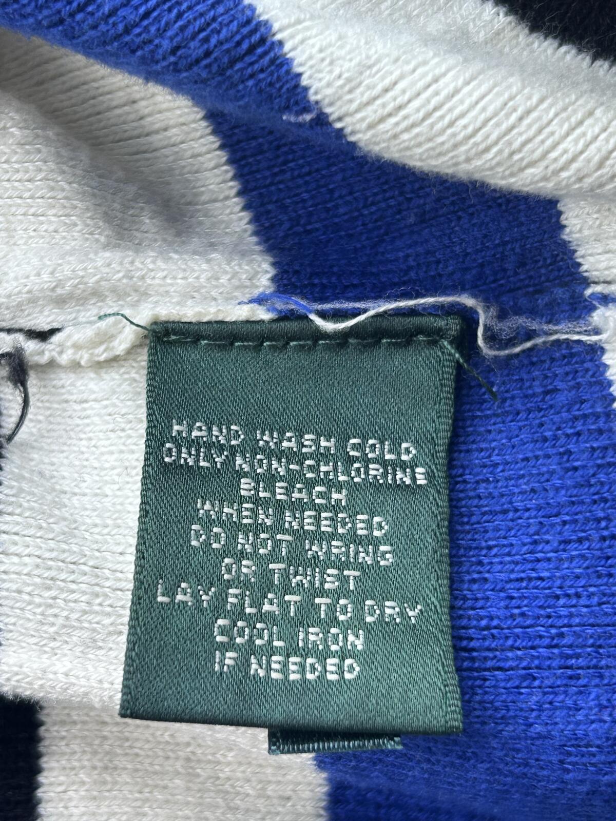 Ralph Lauren Striped Ribbed Knit Top with Button Detail