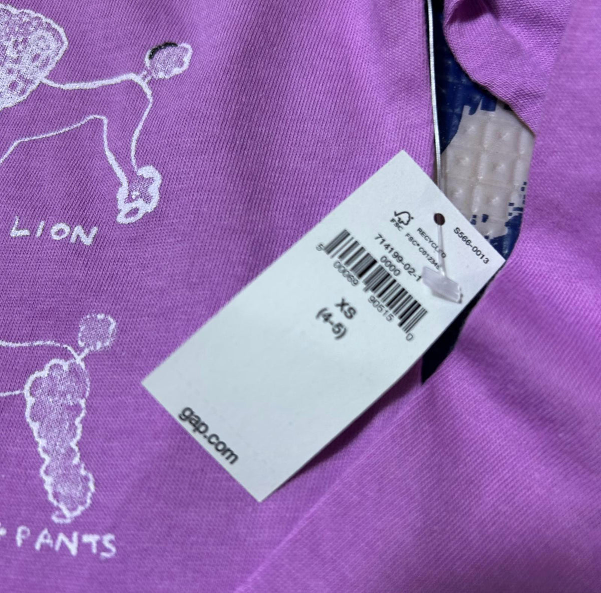 Gap Girls' Violet Long Sleeve Organic Cotton Top Size 4-5 Years NWT