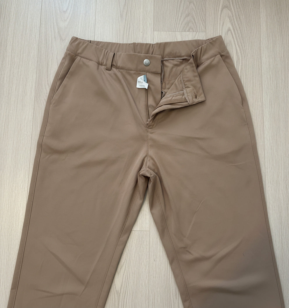 Men's Slim Fit Brown Dress Pants with Stretch and Pockets