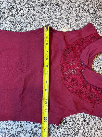 Sansha Burgundy Floral Lace Keyhole Back Dance Leotard Sz 5 Large Adult Ballet
