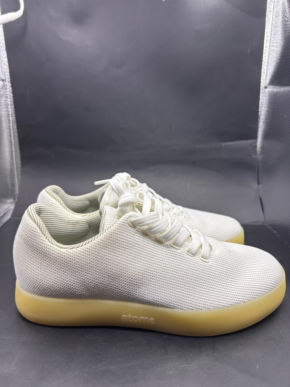Atoms Model 001 White Yellow Knit Sneakers Size US Women's 5.5 Men's 4 Unisex