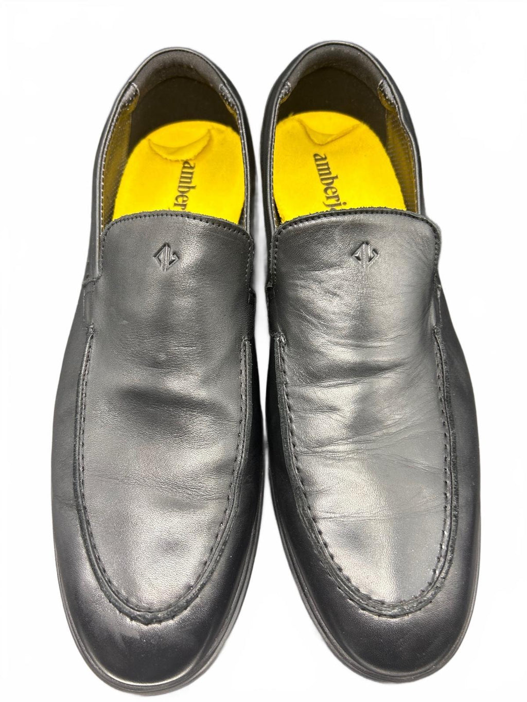 Amberjack Black Leather Slip On Loafers Mens Size 14 M Comfort Dress Shoes