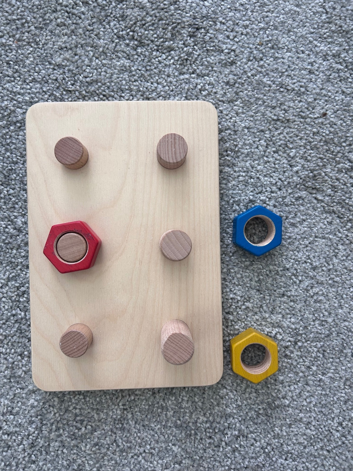 Montessori Wooden Nut & Bolt Toy Fine Motor Skills Toddler Educational Activity