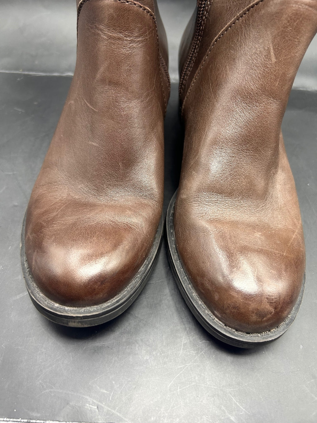 Franco Sarto Women's Brown Leather Riding Boots Knee High Zip Buckle Size 5.5 M