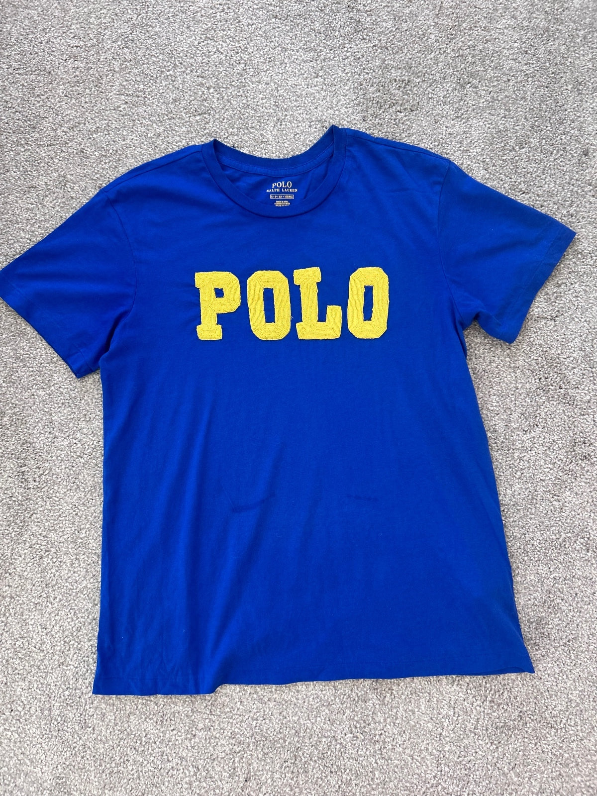 Polo Ralph Lauren Blue Crew Neck T-Shirt with Yellow POLO Logo