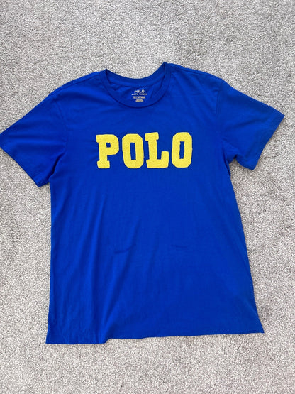 Polo Ralph Lauren Blue Crew Neck T-Shirt with Yellow POLO Logo