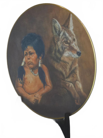 Vintage 1978 Gregory Perillo Mighty Sioux Collector Plate 8.25" Gold Rim