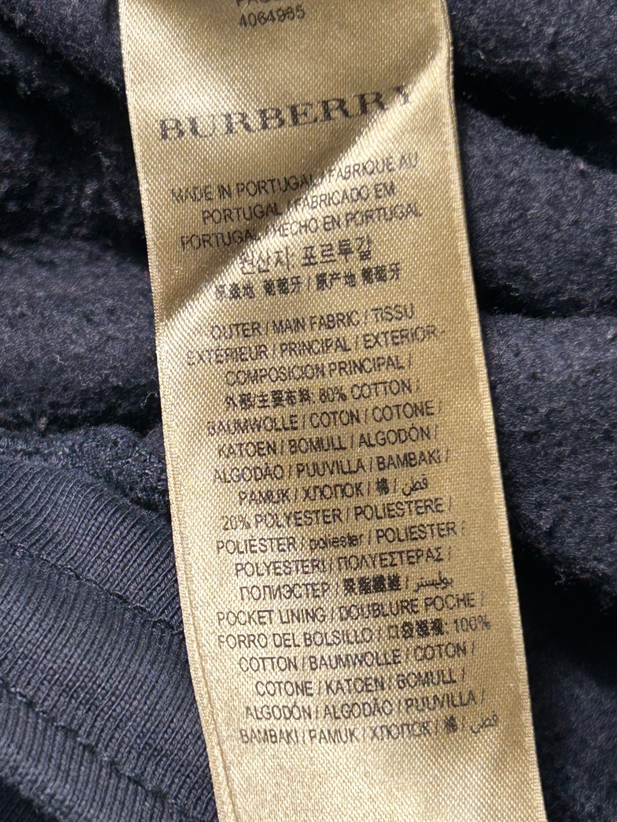 Burberry Mens Black Fleece Sweatpants Cotton Blend Joggers Small Hole