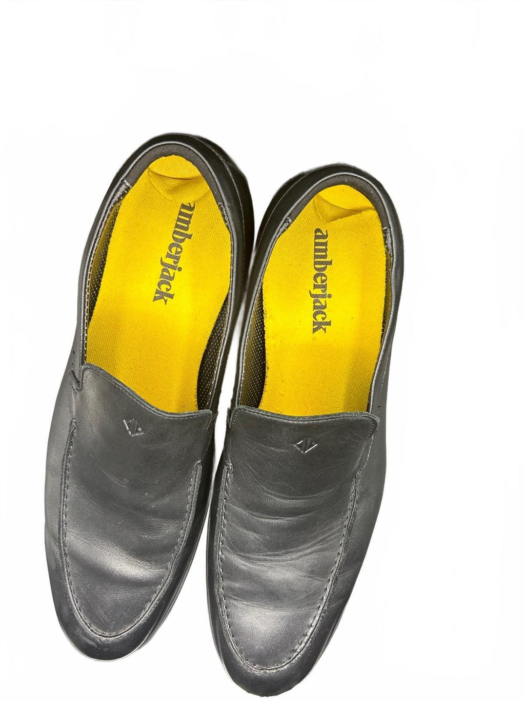 Amberjack Black Leather Slip On Loafers Mens Size 14 M Comfort Dress Shoes