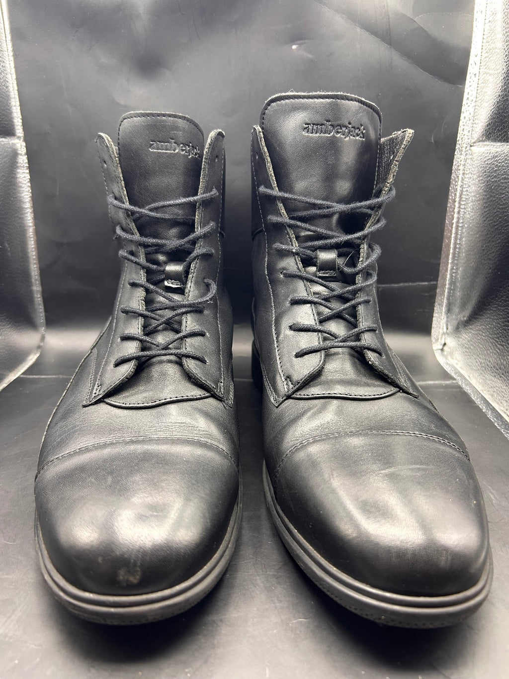 Amberjack Black Leather Lace Up Dress Boots Mens Size 14 M Comfort Ankle Boot