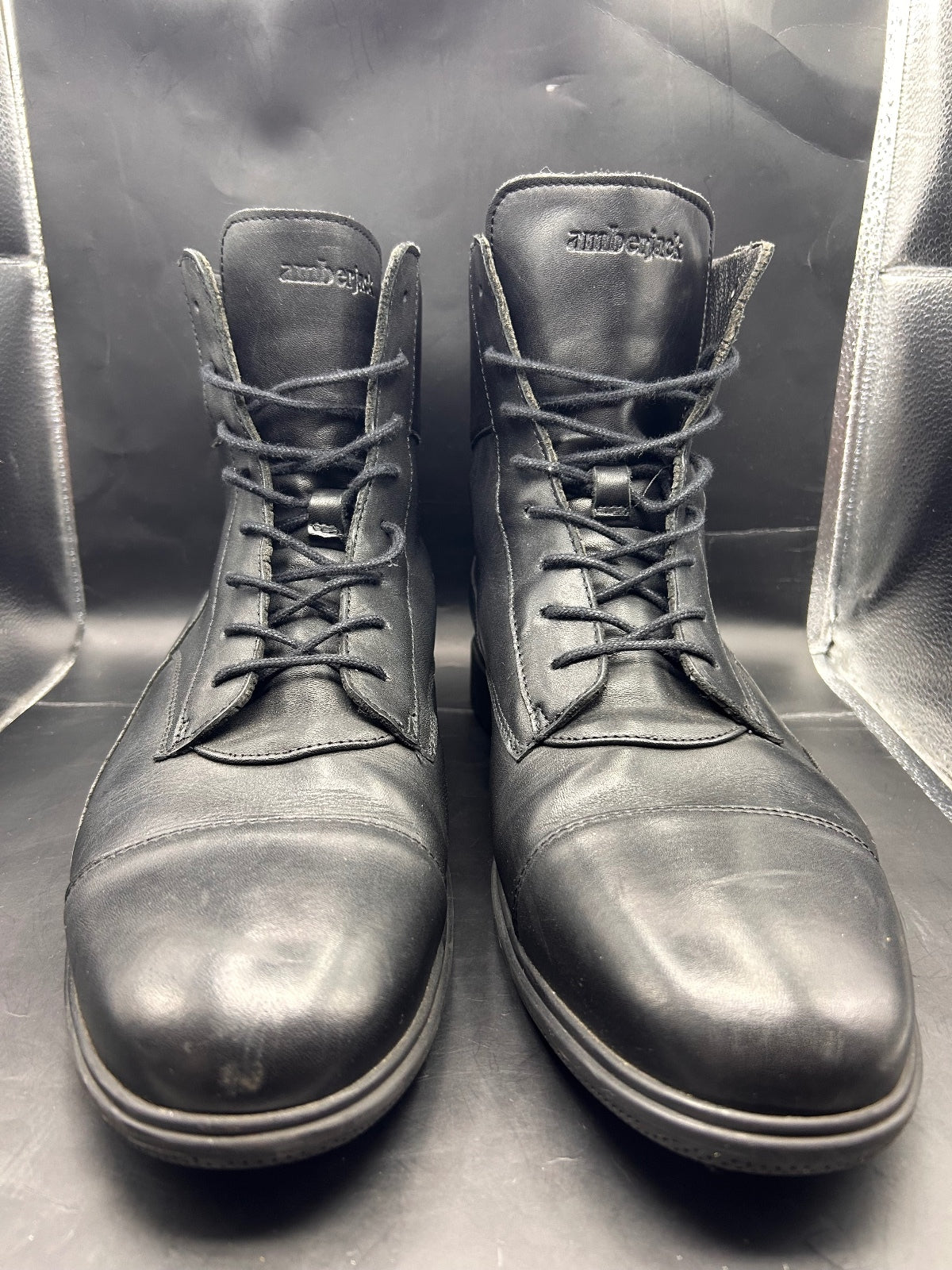 Amberjack Black Leather Lace Up Dress Boots Mens Size 14 M Comfort Ankle Boot