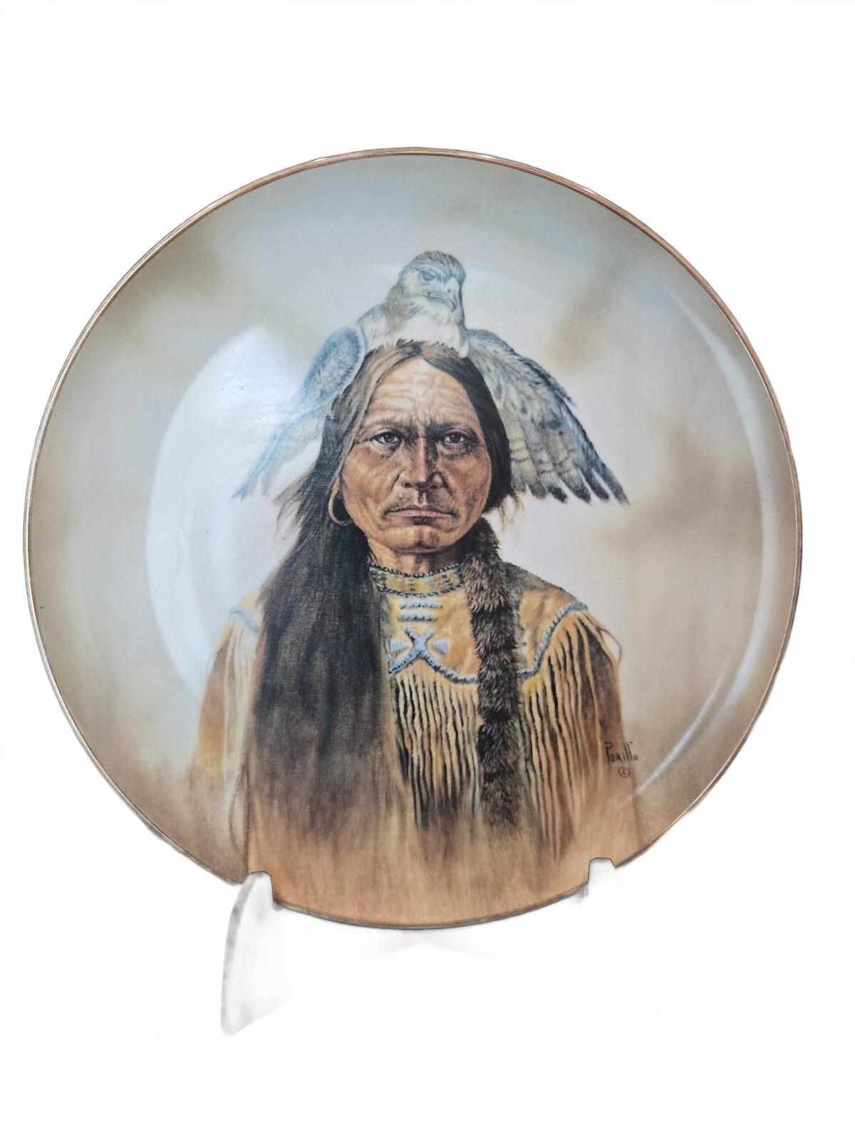 Vintage 10.25" Gregory Perillo Native American Man & Hawk Collector Plate