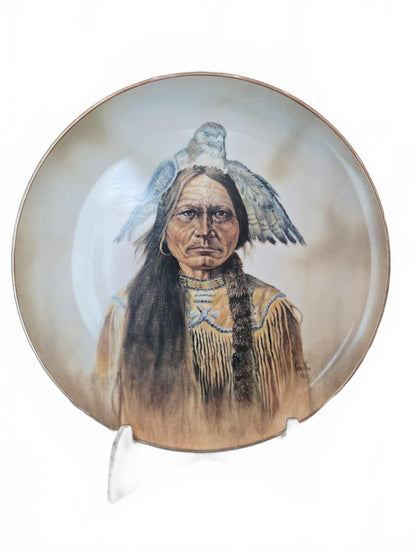 Vintage 10.25" Gregory Perillo Native American Man & Hawk Collector Plate