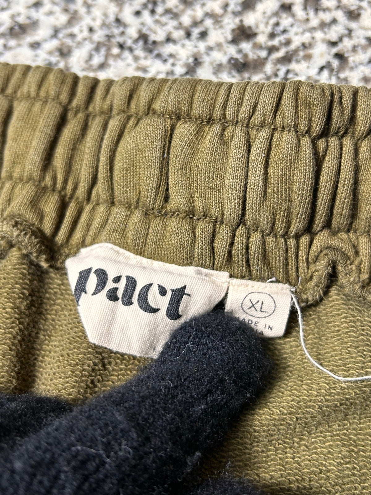 Pact Mens XL Organic Cotton Sweatpants Olive Green Drawstring Lounge Pants -Flaw