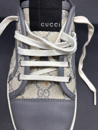 Gucci GG Supreme Canvas Low Top Sneakers Shoes Grey Blue Size EU 38 US 8