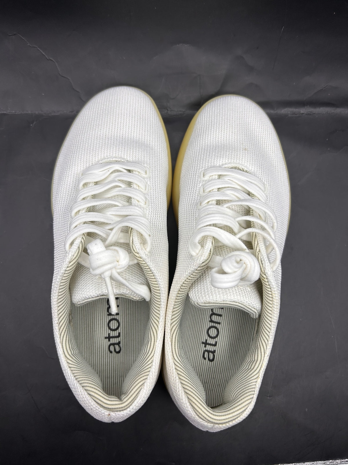 Atoms Model 001 White Yellow Knit Sneakers Size US Women's 5.5 Men's 4 Unisex