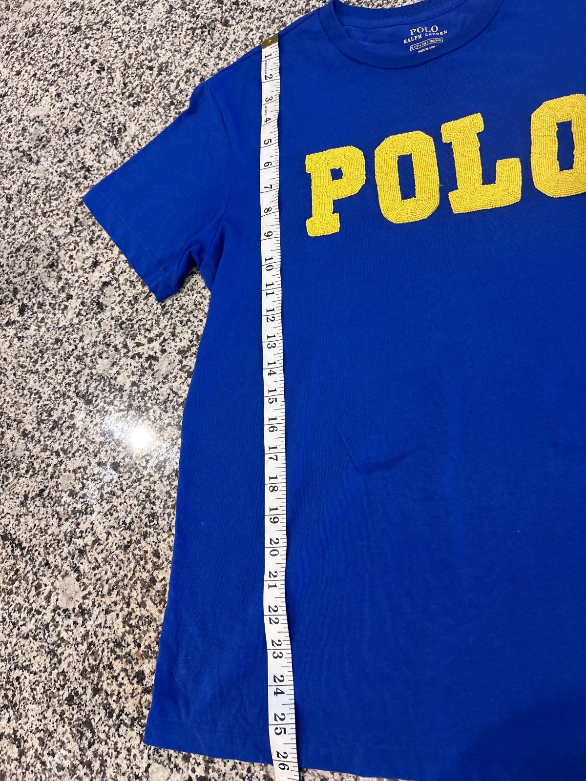 Polo Ralph Lauren Blue Crew Neck T-Shirt with Yellow POLO Logo