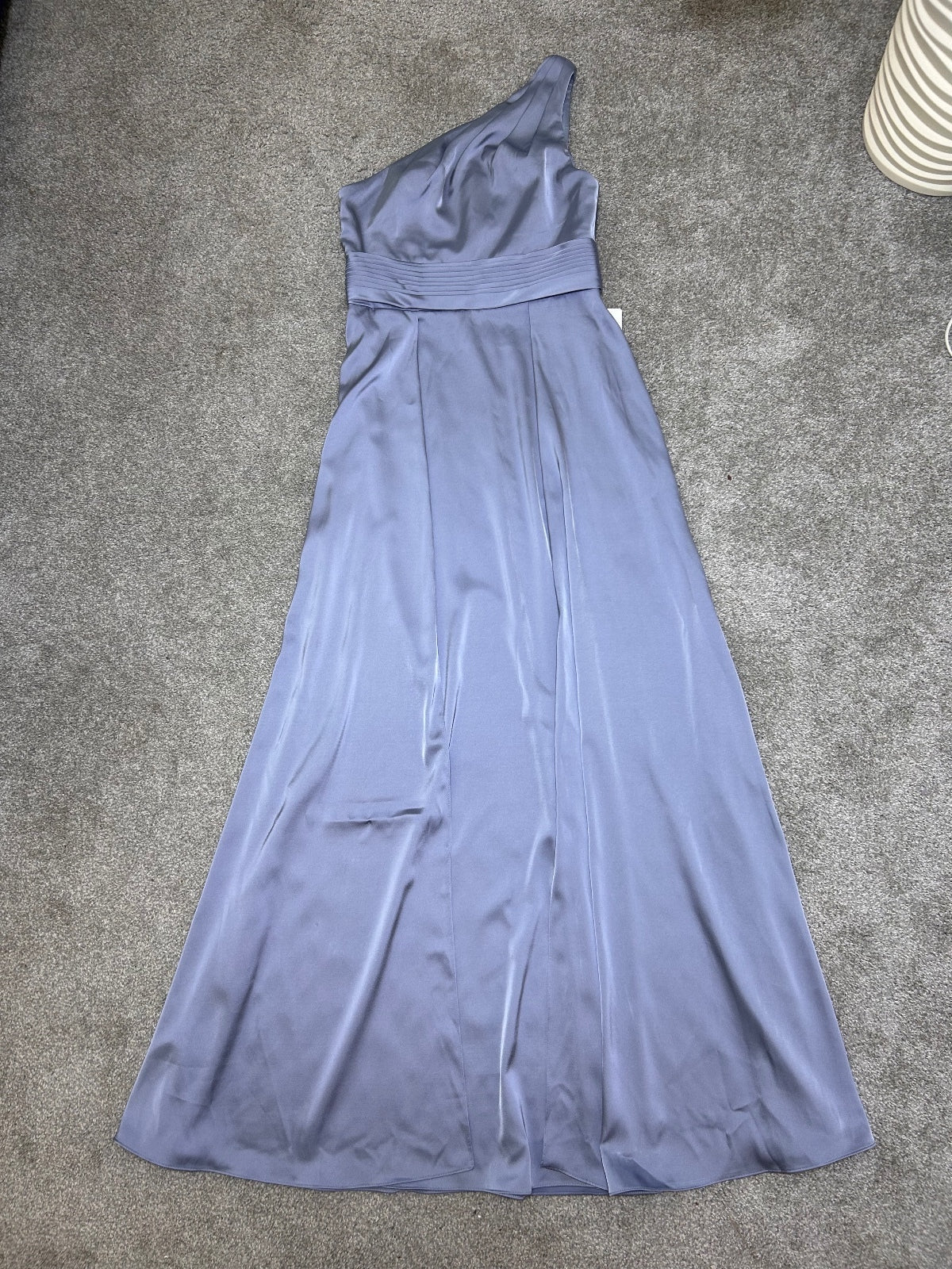 NWT! Azazie Dusty Blue One-Shoulder Dress Size 12 A-Line Floor Length 64”