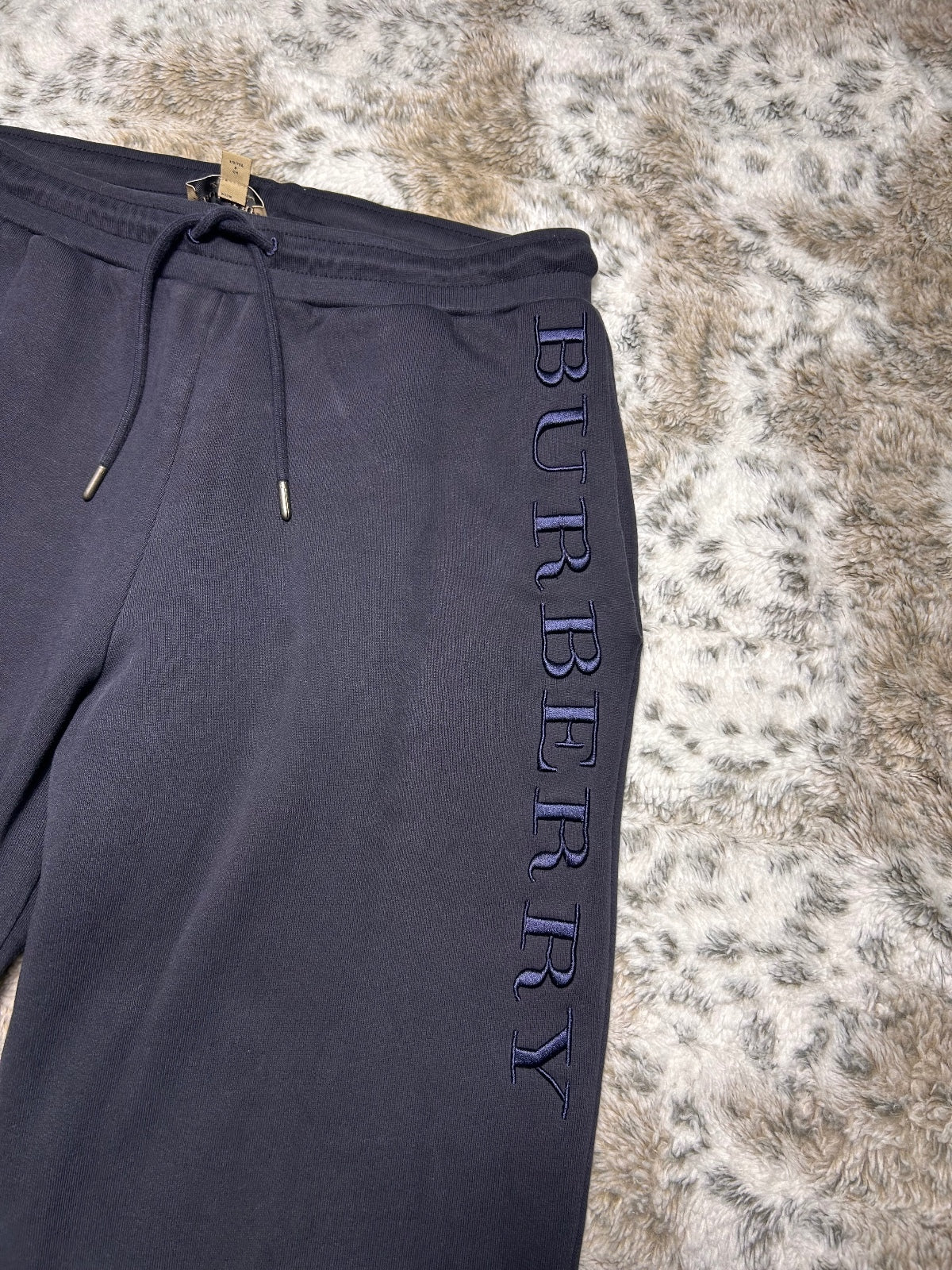 Burberry Mens Black Fleece Sweatpants Cotton Blend Joggers Small Hole