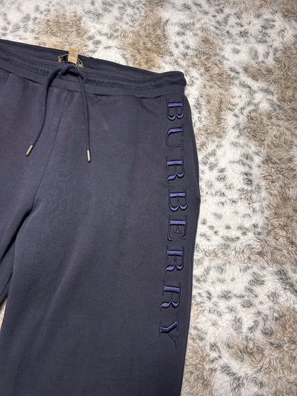 Burberry Mens Black Fleece Sweatpants Cotton Blend Joggers Small Hole