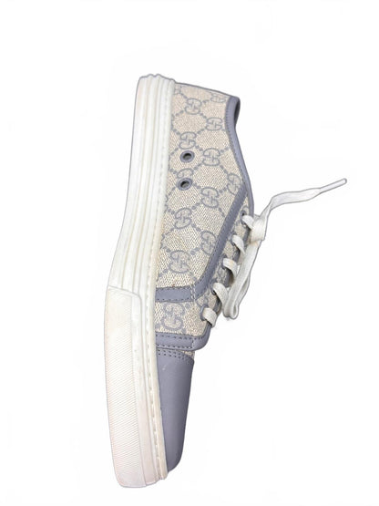 Gucci GG Supreme Canvas Low Top Sneakers Shoes Grey Blue Size EU 38 US 8