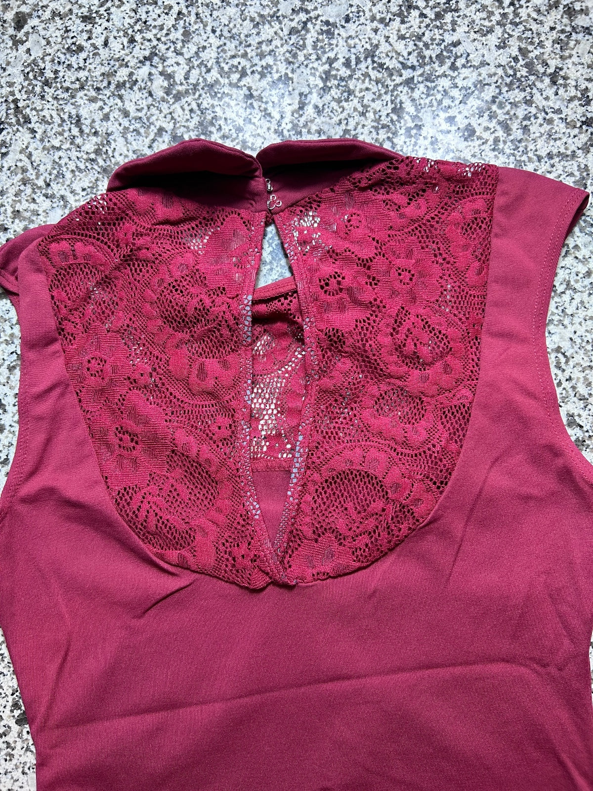 Sansha Burgundy Floral Lace Keyhole Back Dance Leotard Sz 5 Large Adult Ballet