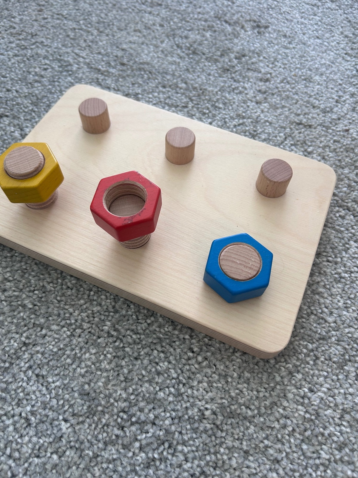 Montessori Wooden Nut & Bolt Toy Fine Motor Skills Toddler Educational Activity