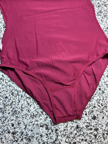 Sansha Burgundy Floral Lace Keyhole Back Dance Leotard Sz 5 Large Adult Ballet