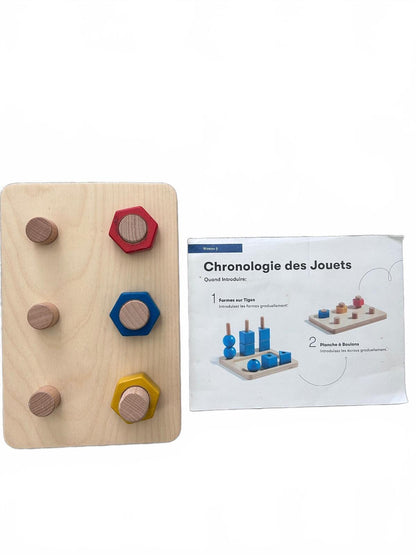 Montessori Wooden Nut & Bolt Toy Fine Motor Skills Toddler Educational Activity