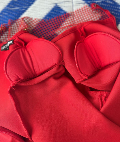Fashion Nova Beginning To Wonder Bandage Mini Dress Red Small Flawed
