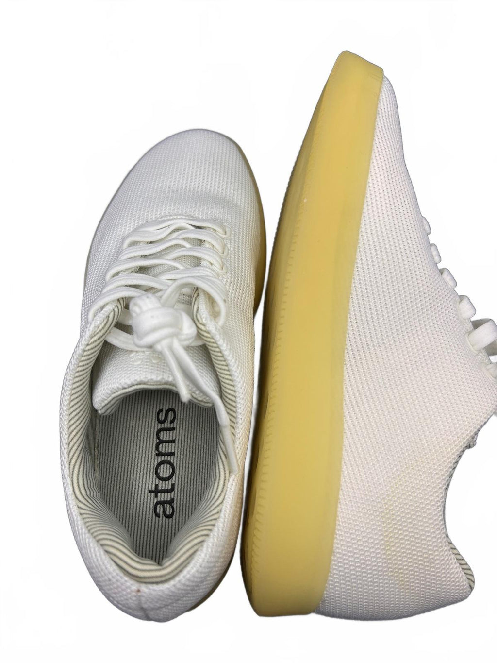 Atoms Model 001 White Yellow Knit Sneakers Size US Women's 5.5 Men's 4 Unisex