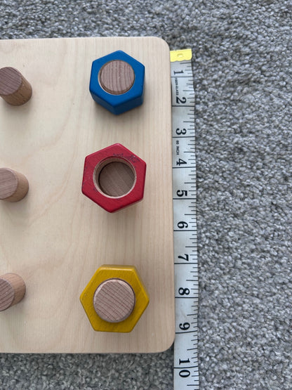 Montessori Wooden Nut & Bolt Toy Fine Motor Skills Toddler Educational Activity
