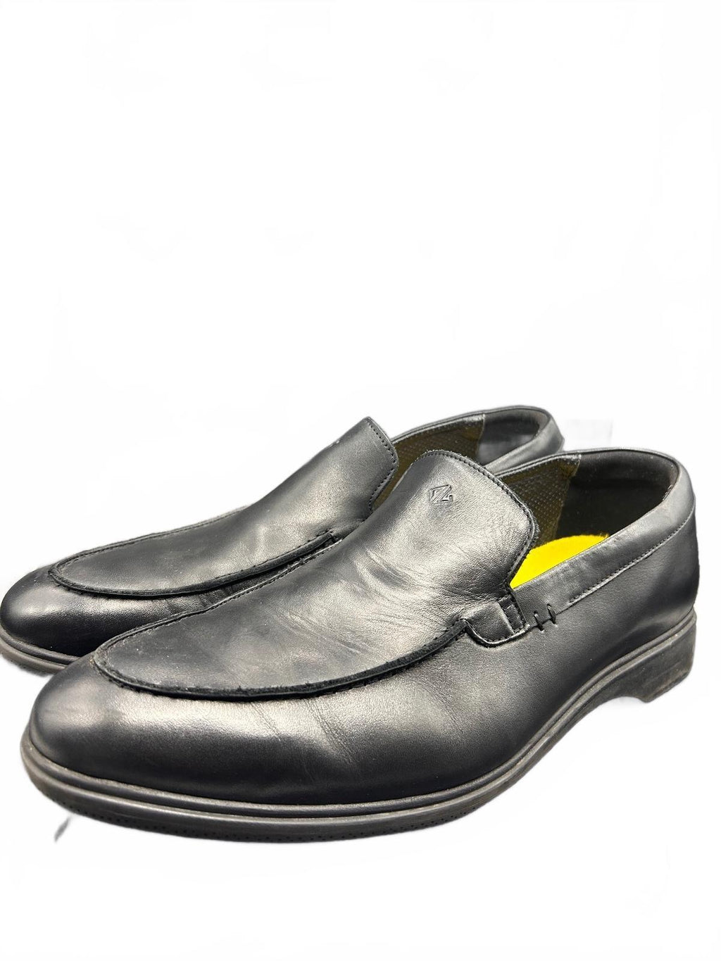 Amberjack Black Leather Slip On Loafers Mens Size 14 M Comfort Dress Shoes