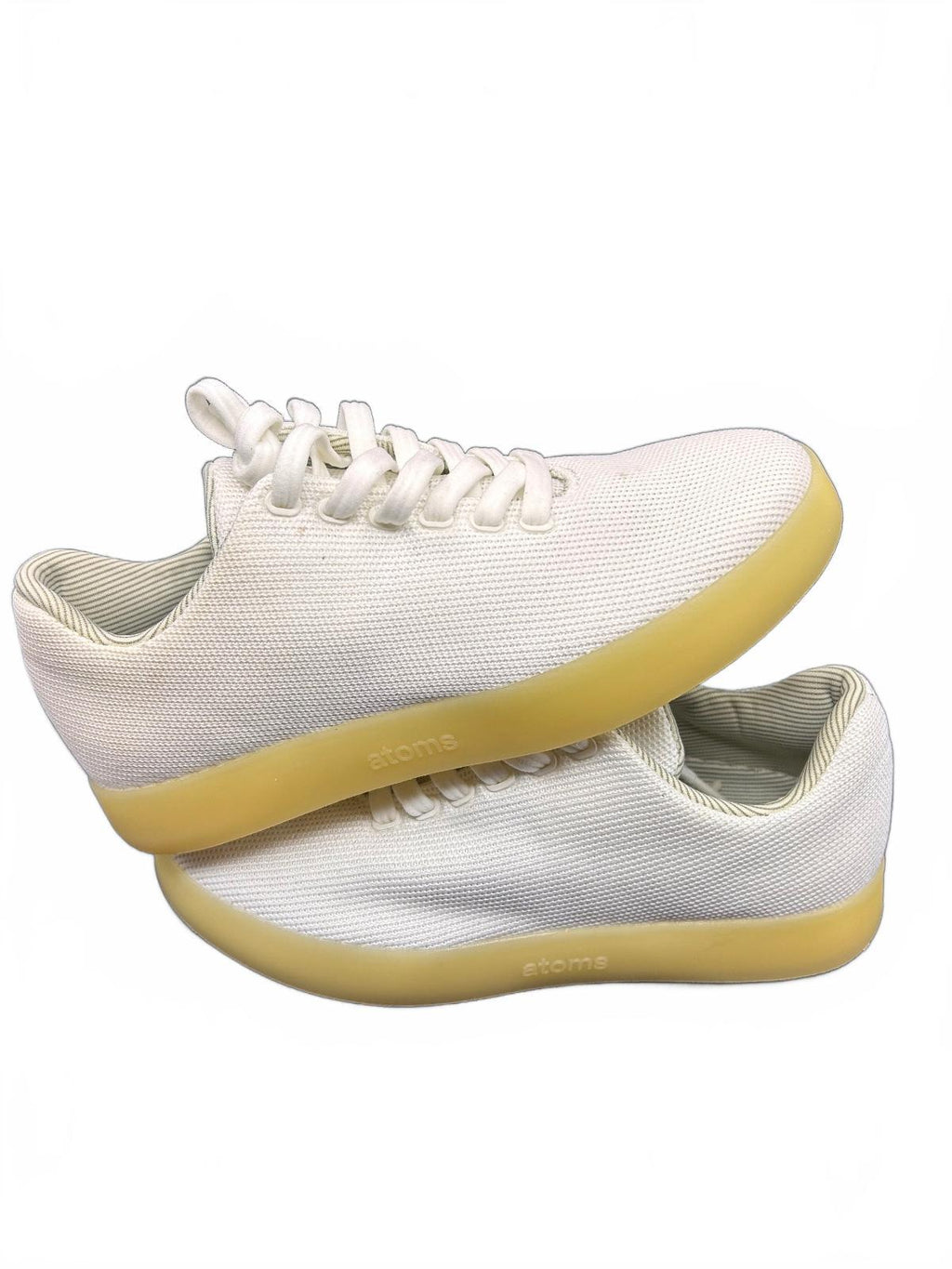 Atoms Model 001 White Yellow Knit Sneakers Size US Women's 5.5 Men's 4 Unisex