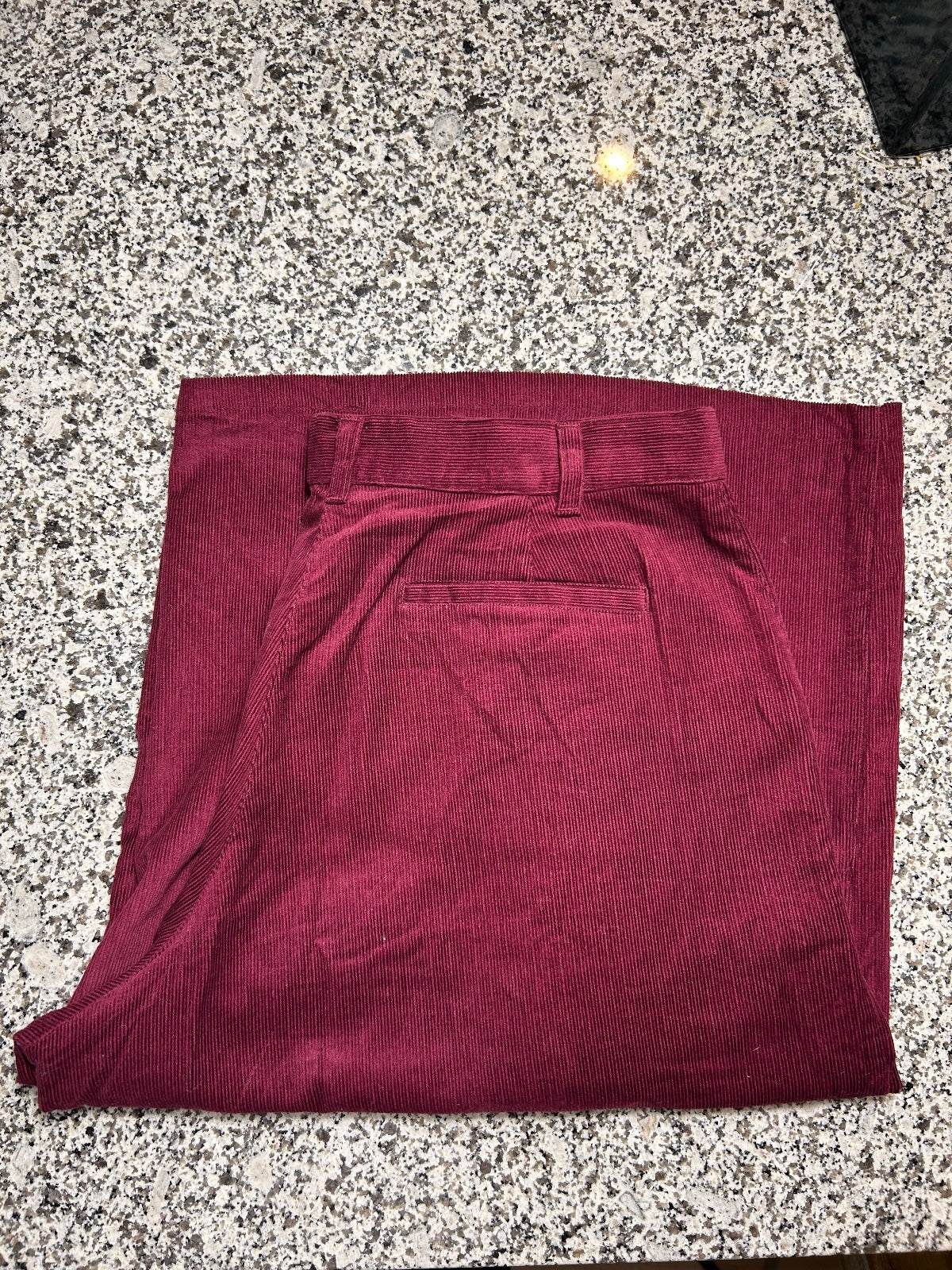 People Tree Organic Cotton Burgundy Corduroy Pants High Waist Wide Leg Women 12