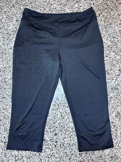 Lot of 2 Women's Black Capri Leggings Set Stretchy Cropped Workout Lounge Pants