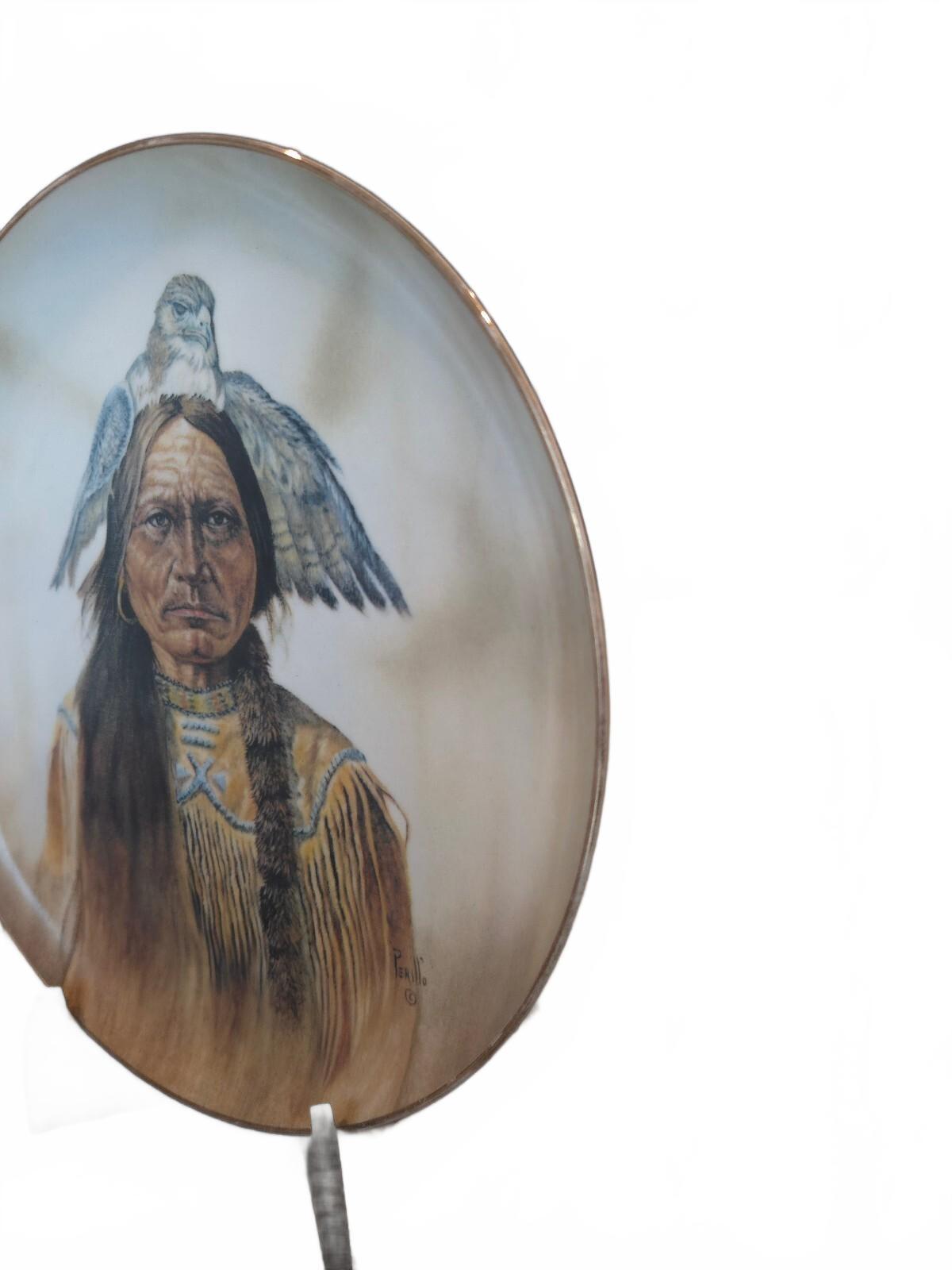 Vintage 10.25" Gregory Perillo Native American Man & Hawk Collector Plate