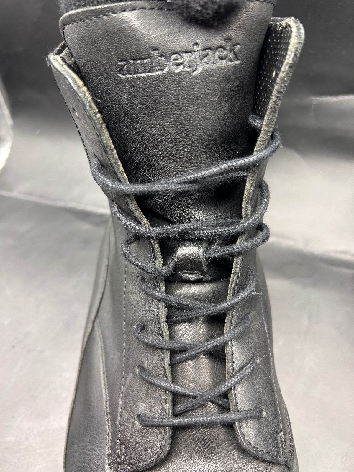 Amberjack Black Leather Lace Up Dress Boots Mens Size 14 M Comfort Ankle Boot