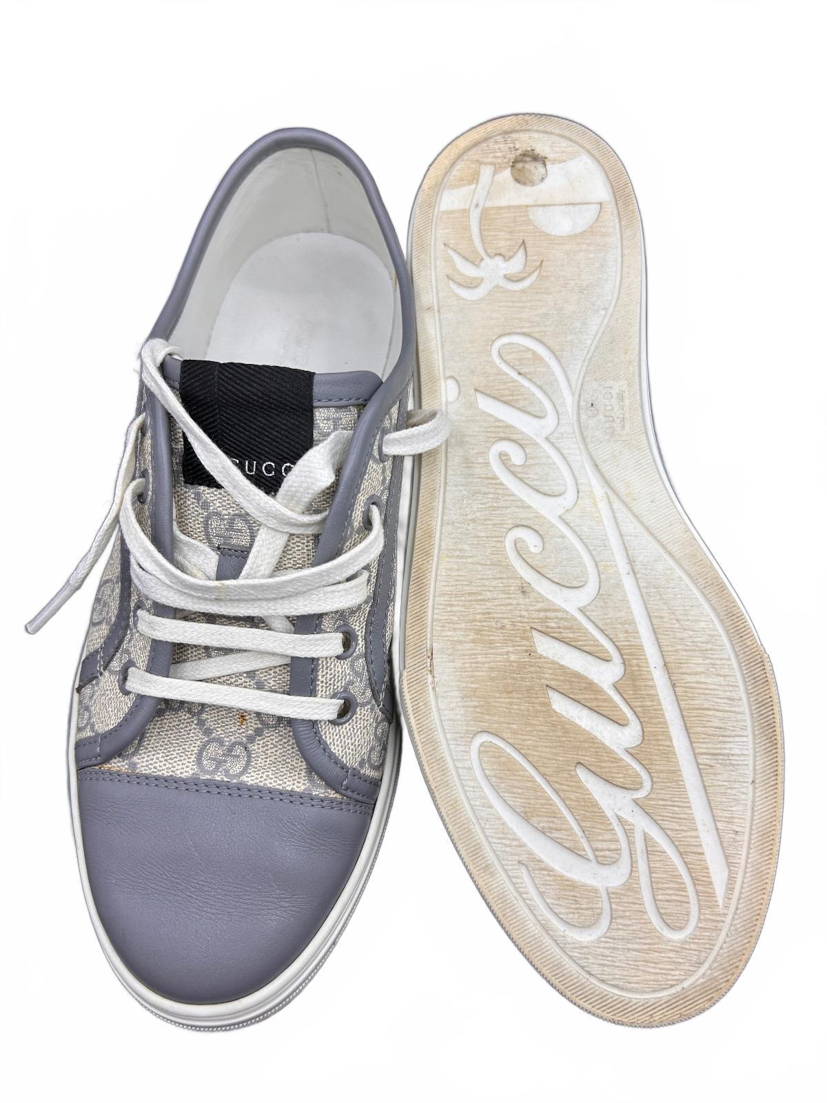 Gucci GG Supreme Canvas Low Top Sneakers Shoes Grey Blue Size EU 38 US 8