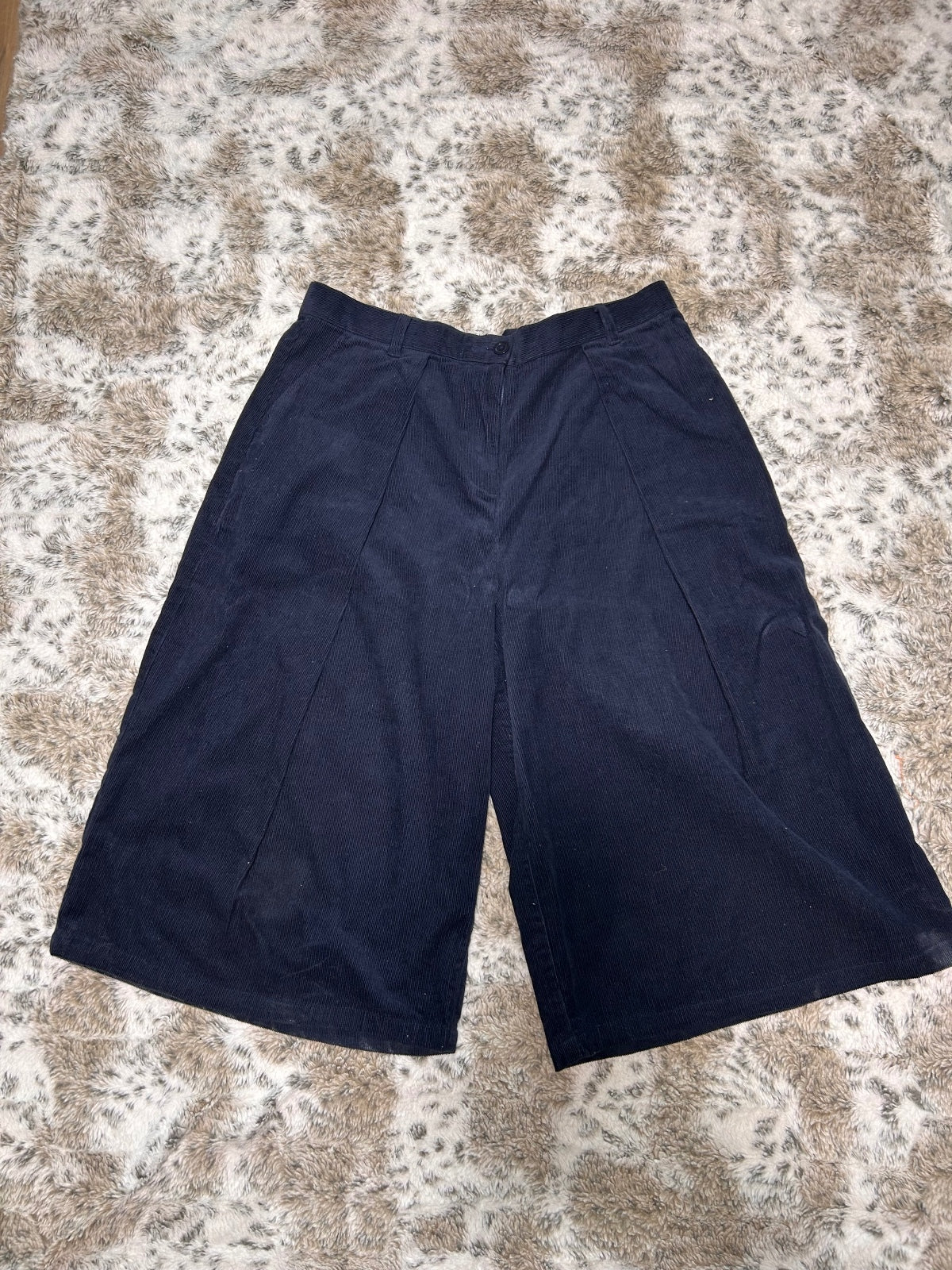 People Tree Organic Cotton Navy Blue Culottes Size 12 Wide Leg Sustainable Pants