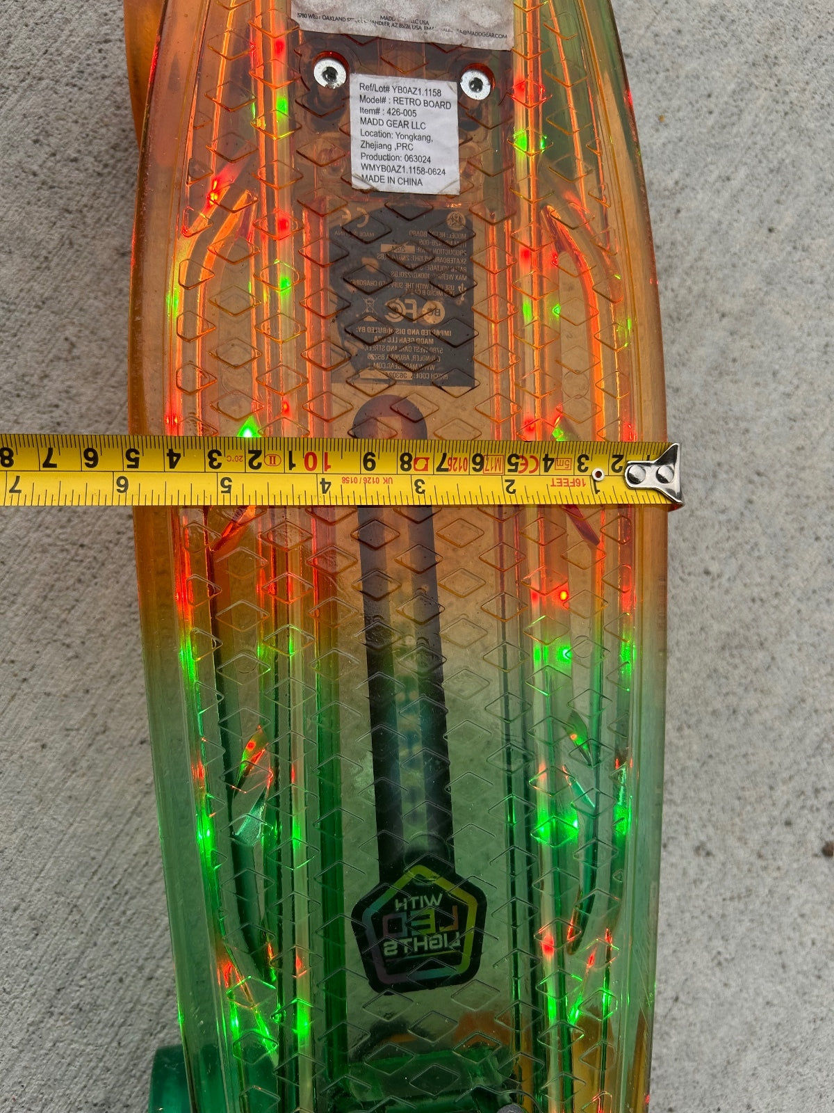 Madd Gear Retro Board 22 In LED Light Up Skateboard Green Orange Penny Cruiser