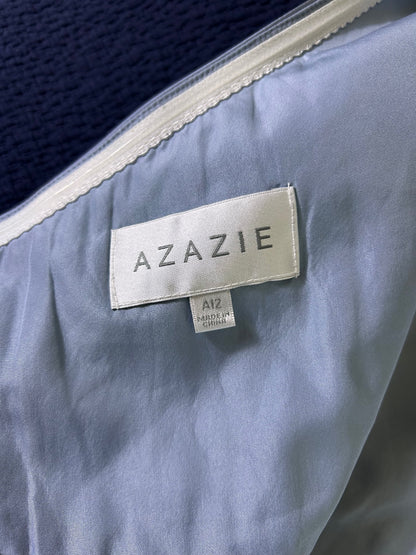 NWT! Azazie Dusty Blue One-Shoulder Dress Size 12 A-Line Floor Length 64”